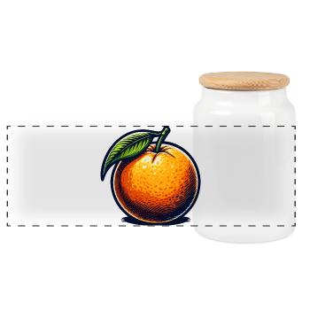 Orange rétro éclatant - Boîte à biscuits avec couvercle en bois - blanc - Devant
