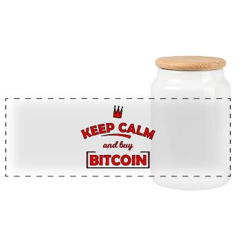 Restez calme Bitcoin Print - Boîte à biscuits avec couvercle en bois - blanc - Devant