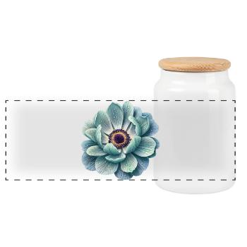 Anémone fleur de goutte d’eau sarcelle - Boîte à biscuits avec couvercle en bois - blanc - Devant