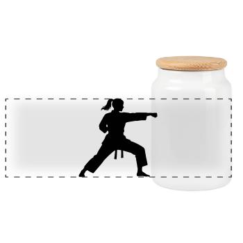 Silhouette féminine en arts martiaux - Boîte à biscuits avec couvercle en bois - blanc - Devant