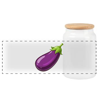 Aubergine - Boîte à biscuits avec couvercle en bois - blanc - Devant