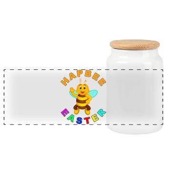 Bête joyeuse Abeille - Boîte à biscuits avec couvercle en bois - blanc - Devant