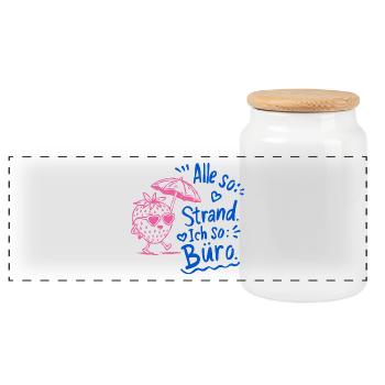 Everyone Beach Me Office Doodle - Panoramic Cookie Jar with Wooden Lid - white - Front