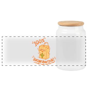 Completely Squeezed Out Juice Doodle - Panoramic Cookie Jar with Wooden Lid - white - Front