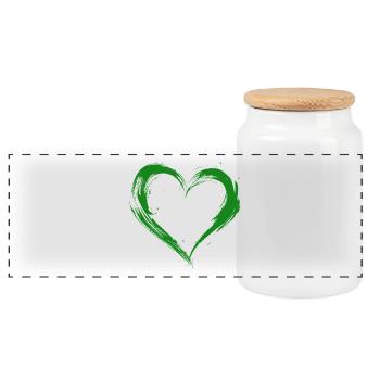 Heart - Panoramic Cookie Jar with Wooden Lid - white - Front
