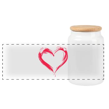 Cœur - Boîte à biscuits avec couvercle en bois - blanc - Devant