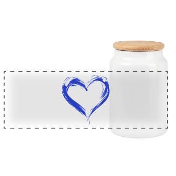 Heart - Panoramic Cookie Jar with Wooden Lid - white - Front