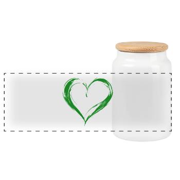 Heart - Panoramic Cookie Jar with Wooden Lid - white - Front