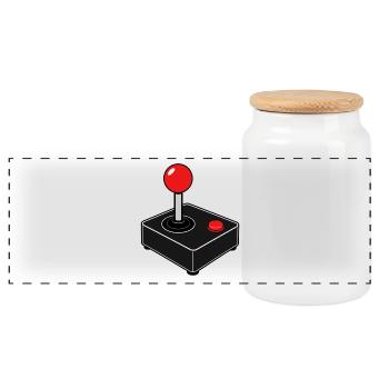 Klassischer Retro Joystick T-Shirt 80er Gaming - Panorama Keksdose mit Holzdeckel - Weiß - Vorne