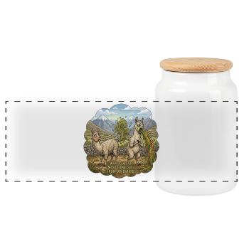 Lama-Katastrophe: Wenn der Geruch nicht mehr geht - Panorama Keksdose mit Holzdeckel - Weiß - Vorne