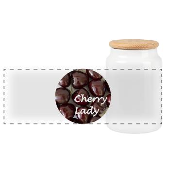 Design rétro de fruits de la Dame Cerise - Boîte à biscuits avec couvercle en bois - blanc - Devant