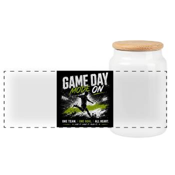 Game Day Mode Active - Panoramic Cookie Jar with Wooden Lid - white - Front