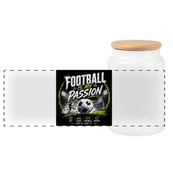 Le football, ma passion - Boîte à biscuits avec couvercle en bois - blanc - Devant