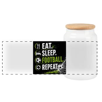 Mange Sommeil Football Répétition - Boîte à biscuits avec couvercle en bois - blanc - Devant