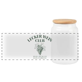 Lecker Wein Club Weinliebhaber Design Geschenk - Panorama Keksdose mit Holzdeckel - Weiß - Vorne