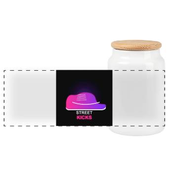 Street Kicks - Sneaker Streetwear Neon - Panoramic Cookie Jar with Wooden Lid - white - Front