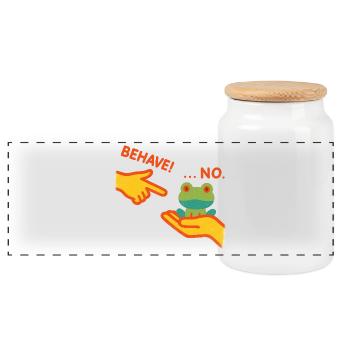 Grenouille défiant - Boîte à biscuits avec couvercle en bois - blanc - Devant