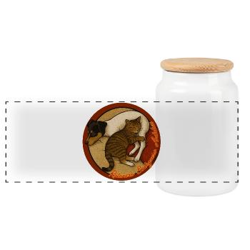 Bodeguero_Katze - Panorama Keksdose mit Holzdeckel - Weiß - Vorne