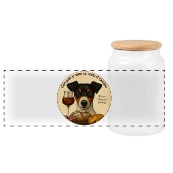 Con_pan_y_vino - Panorama Keksdose mit Holzdeckel - Weiß - Vorne