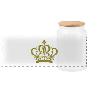 Couronne - Boîte à biscuits avec couvercle en bois - blanc - Devant