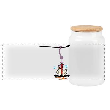 Remontée mécanique - Ski Gans - Boîte à biscuits avec couvercle en bois - blanc - Devant