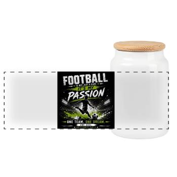 Football passion – my team dream - Panoramic Cookie Jar with Wooden Lid - white - Front