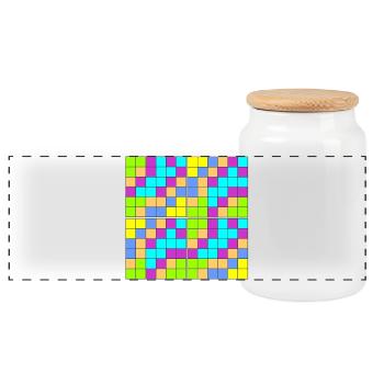 Motif de pixels kaléidoscopique - Boîte à biscuits avec couvercle en bois - blanc - Devant