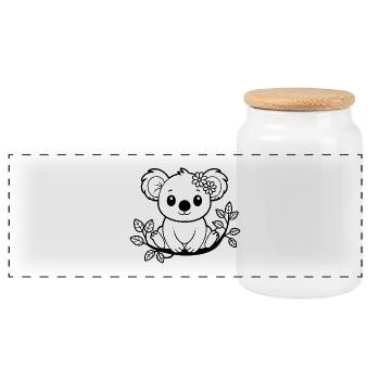 Floral-Koala - Panorama Keksdose mit Holzdeckel - Weiß - Vorne