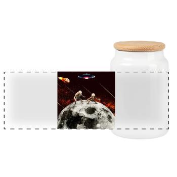 Duel Lunaire : Envahisseurs extraterrestres - Boîte à biscuits avec couvercle en bois - blanc - Devant