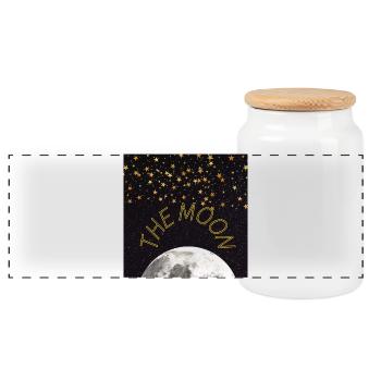 Moon Neon Arc on Starry Night - Panoramic Cookie Jar with Wooden Lid - white - Front