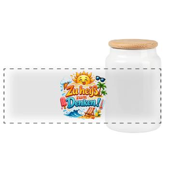 Lustiges Sommer T-Shirt Motiv Hitzewelle - Panorama Keksdose mit Holzdeckel - Weiß - Vorne