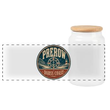 Prerow Darss Coast Vintage Maritime - Boîte à biscuits avec couvercle en bois - blanc - Devant