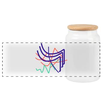 Abstract Artist Gift - Panoramic Cookie Jar with Wooden Lid - white - Front