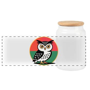 Owl Pop Art - Panoramic Cookie Jar with Wooden Lid - white - Front