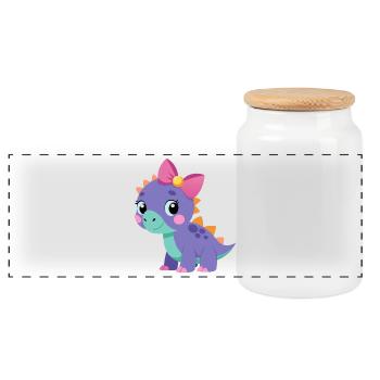 Tricératops fille - Boîte à biscuits avec couvercle en bois - blanc - Devant