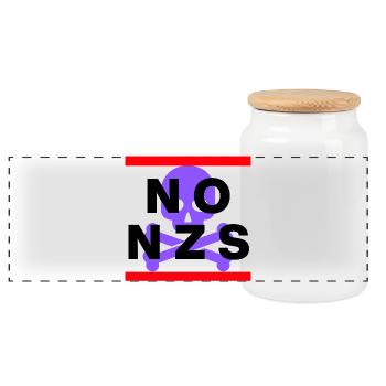 NO NZS, NEVER AGAIN, ANTI-FASCISM, NO AFD PURPLE - Panoramic Cookie Jar with Wooden Lid - white - Front