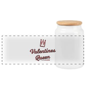 Couronne de la Reine de la Saint-Valentin - Boîte à biscuits avec couvercle en bois - blanc - Devant