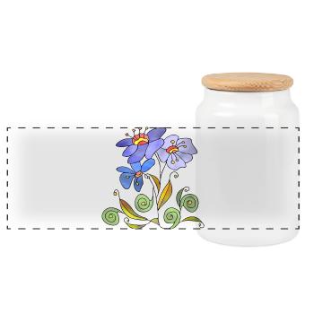 Blumen - Panorama Keksdose mit Holzdeckel - Weiß - Vorne