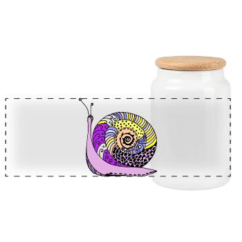 snail - Panoramic Cookie Jar with Wooden Lid - white - Front