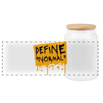 Define Normal Funny Sarcastic Definition Graphic - Panoramic Cookie Jar with Wooden Lid - white - Front