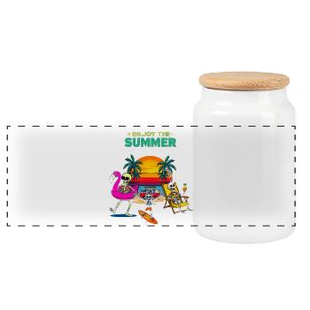 Fête estivale des squelettes au bord de la mer - Boîte à biscuits avec couvercle en bois - blanc - Devant