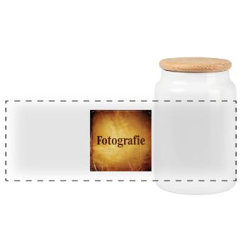 Fotografie – Vintage-Design in Braun & Beige - Panorama Keksdose mit Holzdeckel - Weiß - Vorne