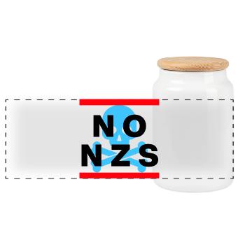 NO NZS NEVER AGAIN ANTI-FASCISM NO AFD BLUE - Panoramic Cookie Jar with Wooden Lid - white - Front