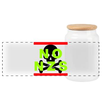 NO NZS NEVER AGAIN ANTI-FASCISM NO AFD GREEN - Panoramic Cookie Jar with Wooden Lid - white - Front