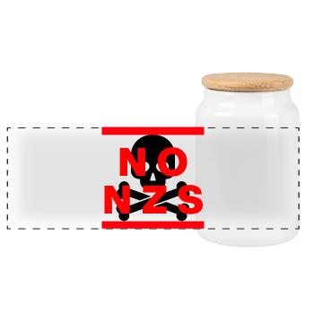 NO NZS NEVER AGAIN ANTI-FASCISM NO AFD BLACK - Panoramic Cookie Jar with Wooden Lid - white - Front