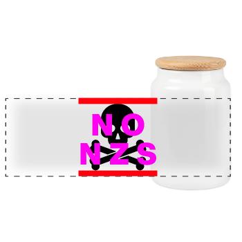 NO NZS NEVER AGAIN ANTIFASCISM NO AFD PINK - Panoramic Cookie Jar with Wooden Lid - white - Front