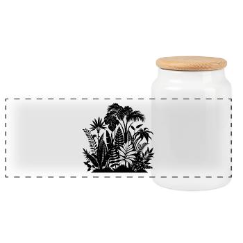 Floral de la jungle - Boîte à biscuits avec couvercle en bois - blanc - Devant