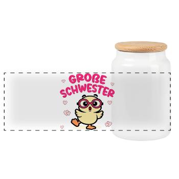 Große Schwester Kinderbrille - Panorama Keksdose mit Holzdeckel - Weiß - Vorne
