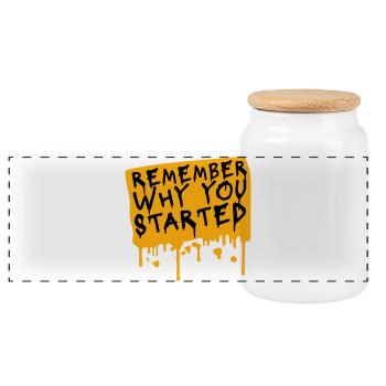 Always Remember Why You Started Motivation Spruch - Panorama Keksdose mit Holzdeckel - Weiß - Vorne