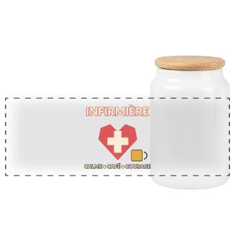 Nurse Calm Coffee Courage - Panoramic Cookie Jar with Wooden Lid - white - Front